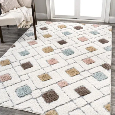 Jonathan Y Astrid Retro Trellis High-low Area Rug In Multi/cream