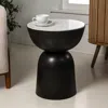 Jonathan Y Atarah 16" Contemporary Natural Marble/metal Handmade Hourglass End Table, Black/white