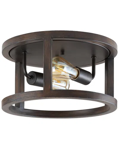 Jonathan Y Atelier 12.75 2 Light Iron Rustic Industrial Led Flush Mount In Metallic