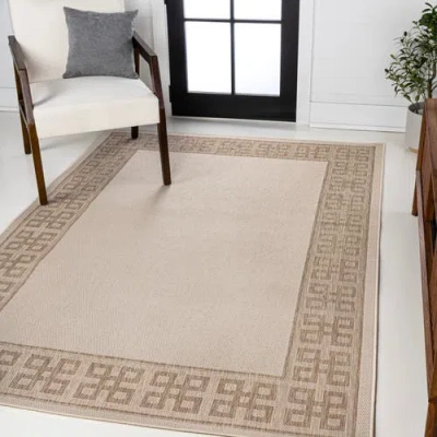 Jonathan Y Athena Classic Geometric Border Indoor/outdoor Area Rug In Cream/beige