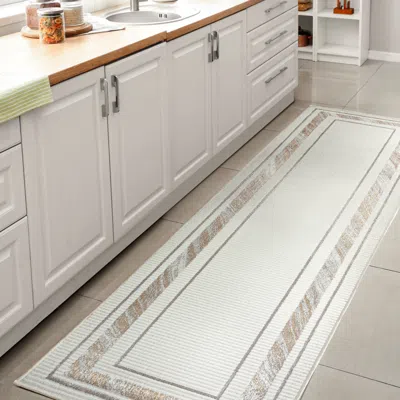 Jonathan Y Athens Classic Border Marble Pattern High-low Area Rug In Gray