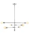 Jonathan Y Atlas 36in 6-light Modern Vintage Iron Arm-adjustable Led Chandelier In Silver
