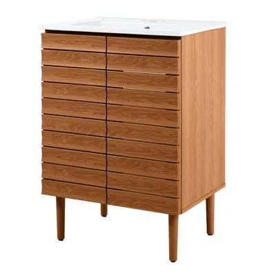 Jonathan Y Aubert 24" Single Bathroom Vanity Set In Brown