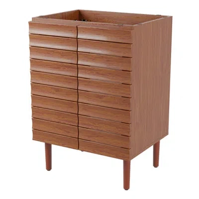 Jonathan Y Aubert 24" Slat Modern Farmhouse 2-shelf Bath Vanity Cabinet Only (sink Basin Not Included) In Walnut