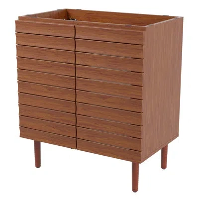 Jonathan Y Aubert 30" Slat Modern Farmhouse 2-shelf Bath Vanity Cabinet Only (sink Basin Not Included) In Brown