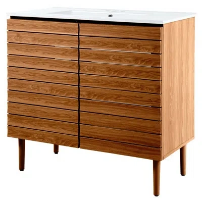 Jonathan Y Aubert 36" Single Bathroom Vanity Set In Brown