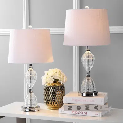 Jonathan Y Aubrey 24" Crystal Led Table Lamp (set Of 2) In Metallic