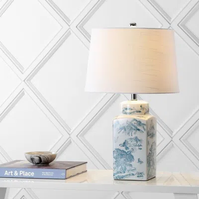Jonathan Y Audrey 24.5" Chinoiserie Led Table Lamp In Blue
