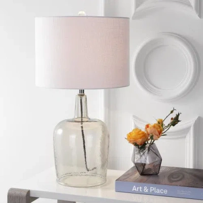 Jonathan Y Augustine Glass Led Table Lamp In Gray