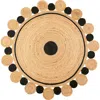 Jonathan Y Aurora Two-tone Jute Hippy Circle Medallion Round Area Rug In Black/natural