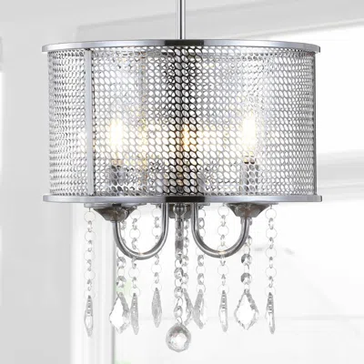 Jonathan Y Avah 13" Metal/crystal Adjustable Led Drop Chandelier In Gray