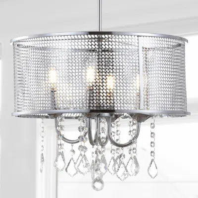 Jonathan Y Avah 17" Metal/crystal Adjustable Led Drop Chandelier
