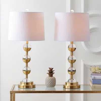 Jonathan Y Avery 27.5" Crystal Led Table Lamp (set Of 2) In Gold