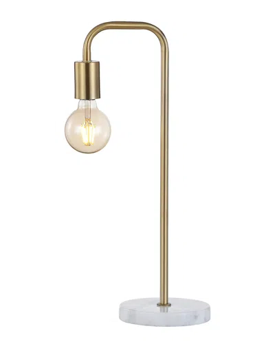 Jonathan Y Axel 20.5in Minimalist Glam Gold Pipe Metal Marble Led Table Lamp In Neutral