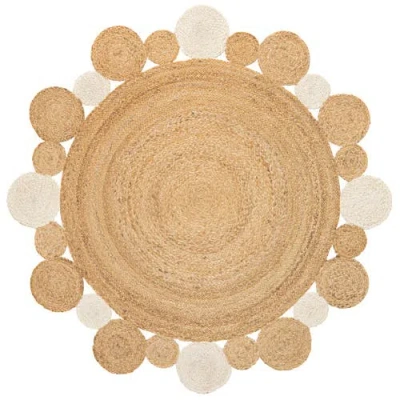 Jonathan Y Ayana Two-tone Jute Hippy Circle Round Area Rug In Natural/cream