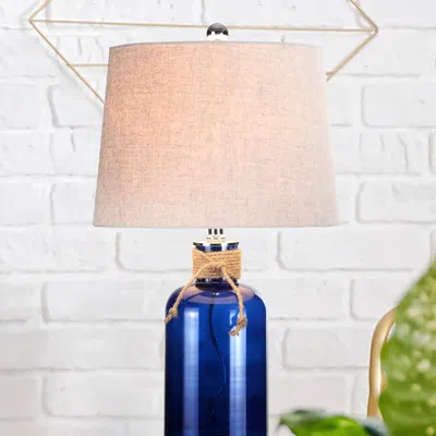 Jonathan Y Azure 23.5" Glass Bottle Led Table Lamp In Blue