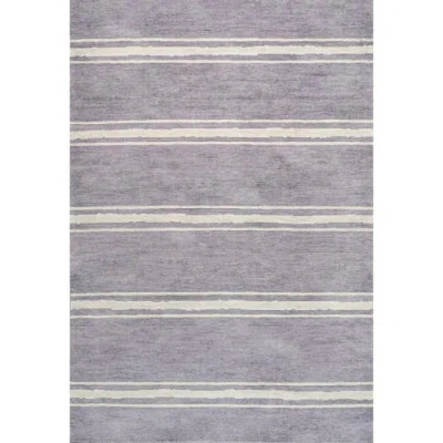 Jonathan Y Bande Distressed Ticking Stripe Machine-washable Area Rug In Lavender/ivory