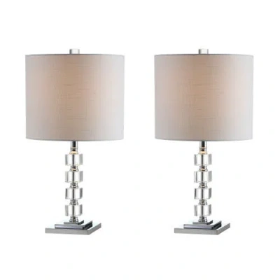 Jonathan Y Barnard 22" Led Crystal/metal Table Lamp, Clear In Clear/chrome