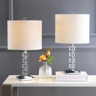 Jonathan Y Barnard 22" Led Crystal/metal Table Lamp (set Of 2) In Transparent