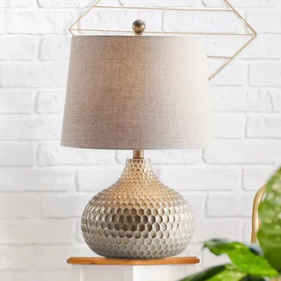 Jonathan Y Bates 22" Honeycomb Led Table Lamp In Antique Brown