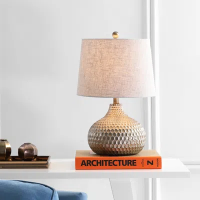 Jonathan Y Bates 22" Honeycomb Led Table Lamp In Brown