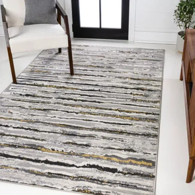 Jonathan Y Batten Modern Stripe Area Rug In Gray/black