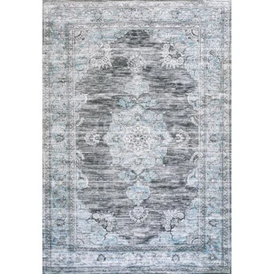 Jonathan Y Bausch Bohemian Distressed Chenille Machine-washable Area Rug In Dark Gray/blue