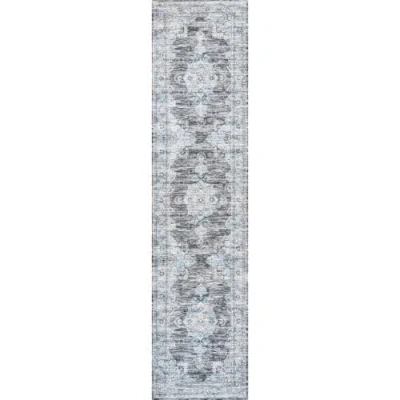 Jonathan Y Bausch Bohemian Distressed Chenille Machine-washable Area Rug In Dark Gray/yellow