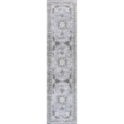 Jonathan Y Bausch Bohemian Distressed Chenille Machine-washable Area Rug In Gray/white
