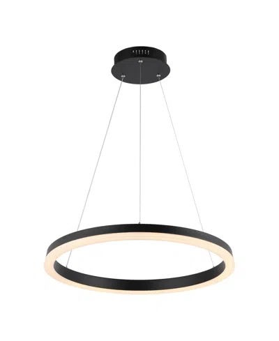 Jonathan Y Baxter 23.5" 1-light Modern Contemporary Aluminum Integrated Led Hoop Pendant In Black