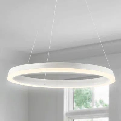Jonathan Y Baxter 23.5" Integrated Led Metal Hoop Pendant In Gray