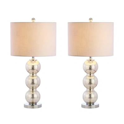 Jonathan Y Bella 27" Glass Triple-sphere Led Table Lamp In Mercury Silver