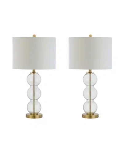 Jonathan Y Bella Glass Triple-sphere Led Table Lamp, Set Of 2 In Clchrome