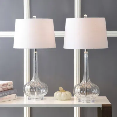 Jonathan Y Bette 28.5" Glass Teardrop Led Table Lamp In Transparent
