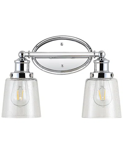 Jonathan Y Beverly 15 2 Light Iron Seeded Glass Classic Cottage Led Vanity Light In Metallic