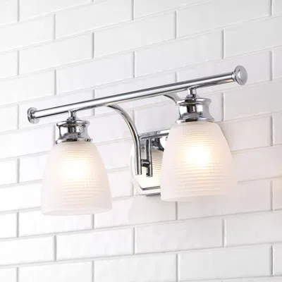 Jonathan Y Beverly 19" 2-light Metal/glass Contemporary Modern Led Vanity Light In Metallic