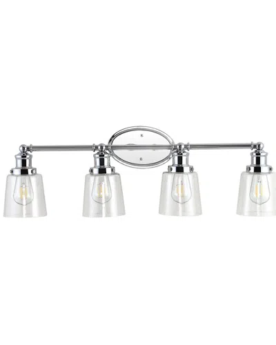 Jonathan Y Beverly 31.75 4 Light Iron Seeded Glass Classic Cottage Led Vanity Light In Metallic