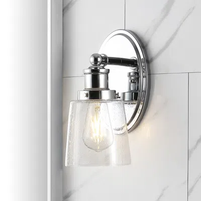 Jonathan Y Beverly 5" 1-light Iron/seeded Glass Classic Cottage Led Vanity Light In Metallic