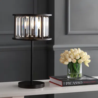 Jonathan Y Bevin 21.5" Metal/crystal Led Table Lamp In Black