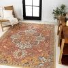 Jonathan Y Bijan Traditional Vintage Medallion Reversible Machine-washable Indoor/outdoor Area Rug In Terra/blue/cream