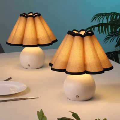 Jonathan Y Billie Classic Vintage Scalloped Shade Rechargeable /cordless Dimmable Integrated Led Table Lamps