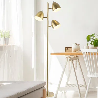 Jonathan Y Billy 66.5" 3-light Modern Contemporary Iron Led Floor Lamp In Gold