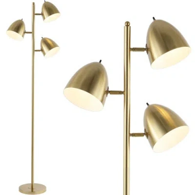 Jonathan Y Billy 66.5" 3-light Modern Contemporary Iron Led Floor Lamp In Brass Gold