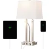 Jonathan Y Blaire 23.75" 2-light Modern Farmhouse Metal Led Table Lamp With Usb Charging Port In Nickel
