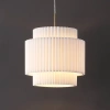 JONATHAN Y BODEN 14.5" 1-LIGHT VINTAGE MID-CENTURY IRON LED PENDANT WITH PLEATED SHADE, BRASS GOLD/WHITE