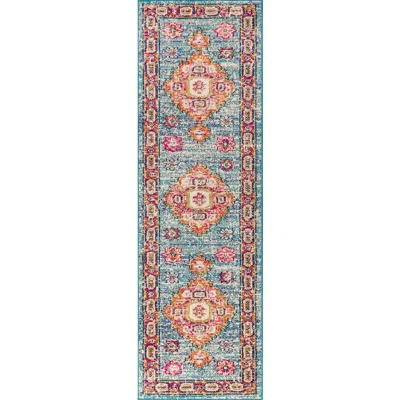 Jonathan Y Bohemian Flair Boho Vintage Medallion Area Rug In Blue/red