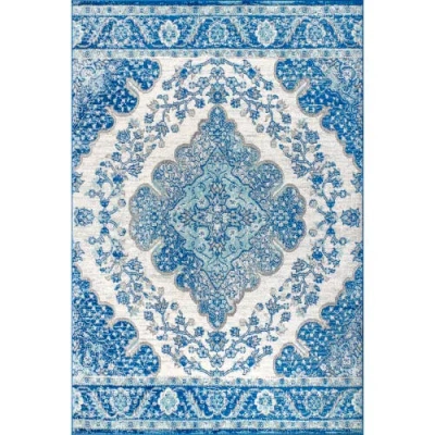 Jonathan Y Bohemian Flair Boho Vintage Medallion Area Rug In Cream/blue