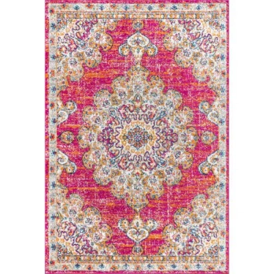 Jonathan Y Bohemian Flair Boho Vintage Medallion Area Rug In Pink/cream