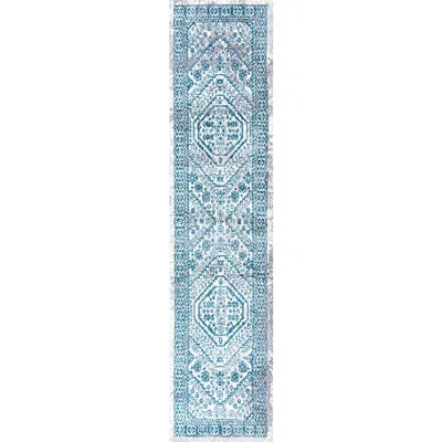Jonathan Y Boho Cottage Medallion Area Rug In Blue/white
