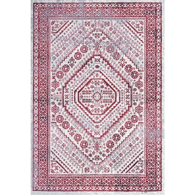 Jonathan Y Boho Cottage Medallion Area Rug In Red/ivory